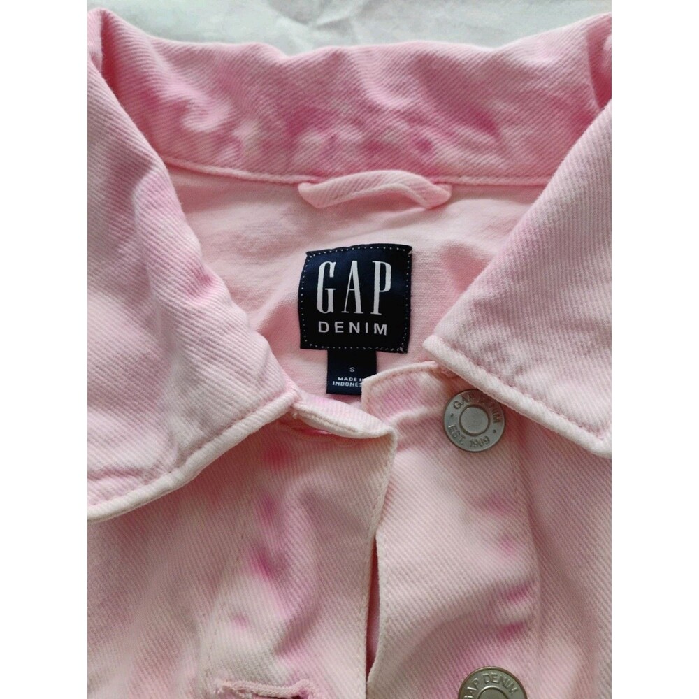 Women's GAP Jean Jacket Vtg 2000 Y2K Pink Tie Dye Denim Relaxed Sz S